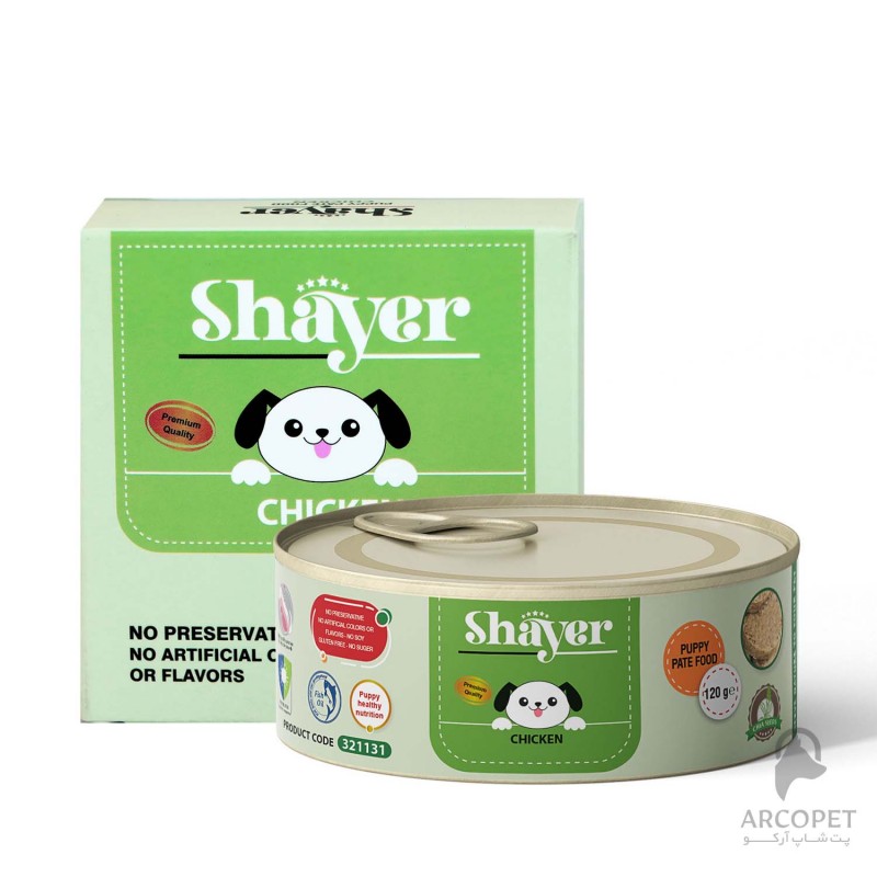 کنسرو مرغ توله سگ  پته  پاپی  شایر  120 گرم