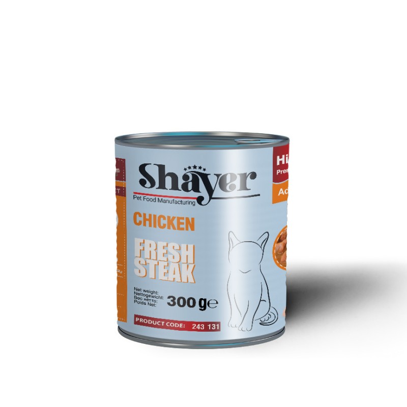 کنسرو گربه مرغ استیک (Fersh Steak) شایر 300 گرم