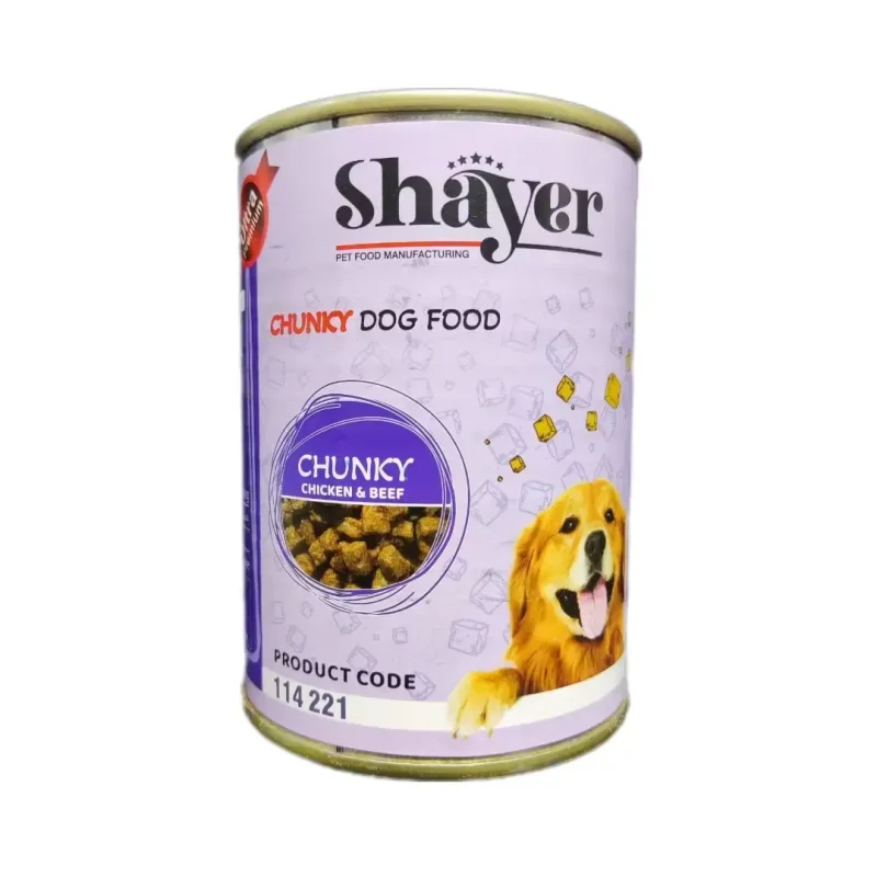 کنسرو مرغ و گوشت قرمز با سس کدو حلوایی چانک شایر 400 گرم