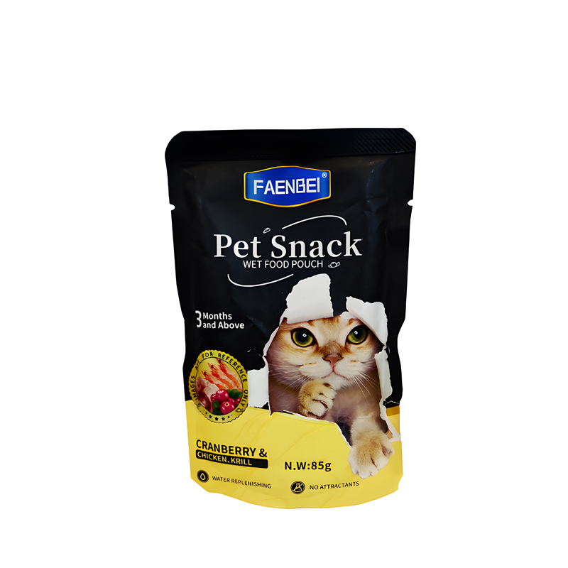 پوچ گربه فنبی با طعم کرنبری و مرغ و میگو Faenbei Cat Cranberry & Chicken & Krill Pouch وزن 85 گرم
