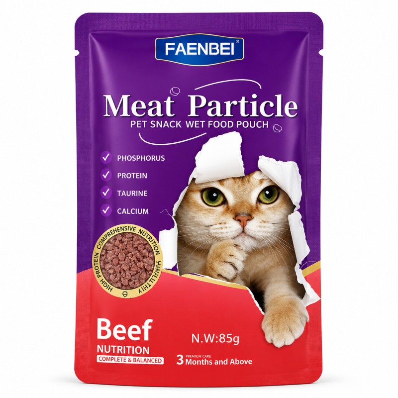 پوچ گربه فنبی با طعم گوشت Faenbei Cat Meat Particle with Chicken Pouch وزن 85 گرم