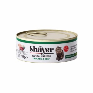 کنسرو گربه نچرال مرغ و گوشت قرمز در سس گوشت   (Natural ) شایر 110گرمی