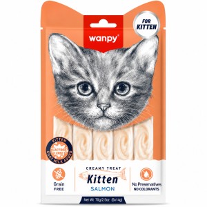 تشویقی بستنی بچه گربه ونپی با طعم ماهی سالمون Wanpy Kitten Creamy Lickable وزن 70 گرم