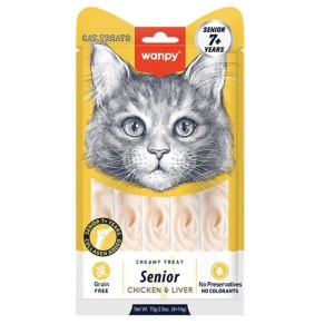 تشویقی بستنی گربه ونپی با طعم مرغ و جگر Wanpy Creamy Treat Senior بسته 5 عددی