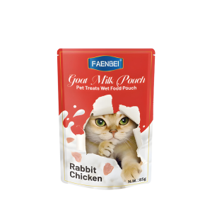 پوچ گربه فنبی با طعم خرگوش و مرغ در شیر بز Faenbei Cat Goat Milk with Rabbit & Chicken Pouch وزن 85 گرم