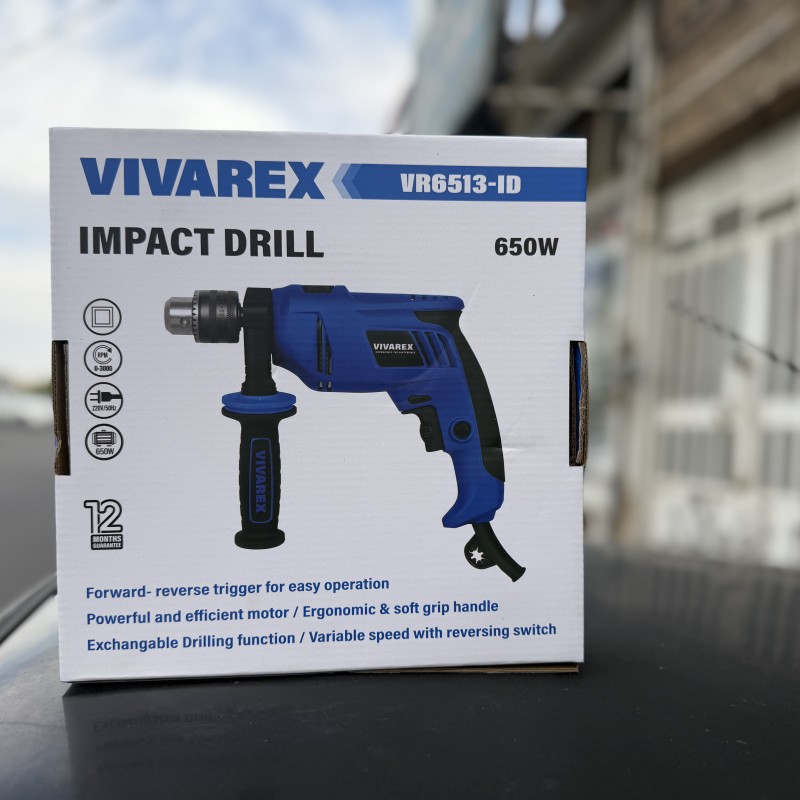 دریل چکشی دوحالته ۶۵۰ وات ویوارکس مدل VR6513-IDD همراه با دسته جانبی ضد لرزش
