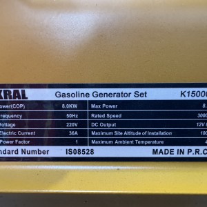 موتور برق ۸/۵ کیلو وات کرال مدل k15000DW
