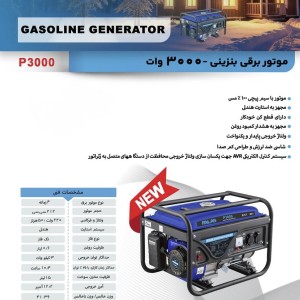 موتور برق بنزینی ۳ کیلووات پالاس (PALAS) مدل P3000 - سیم‌پیچ ۱۰۰٪ مس