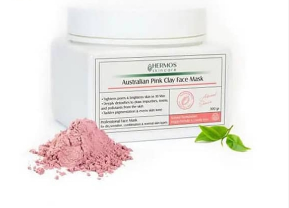 خرید ماسک خاک رس صورتی استرالیایی هرموس hermos حجم 150 گرم