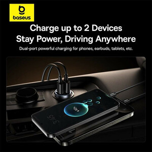 شارژر فندکی 30 وات دو پورت بیسوس مدل Tiny Star VCHXX-UC