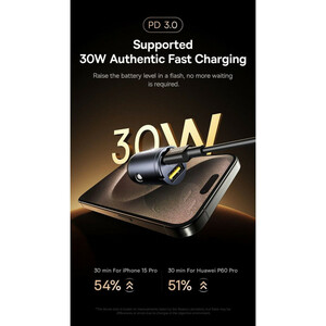 شارژر فندکی 30 وات دو پورت بیسوس مدل Tiny Star VCHXX-UC