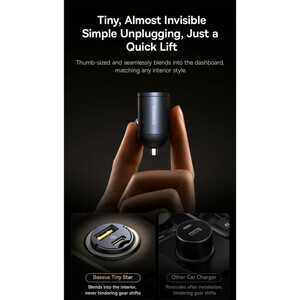 شارژر فندکی 30 وات دو پورت بیسوس مدل Tiny Star VCHXX-UC