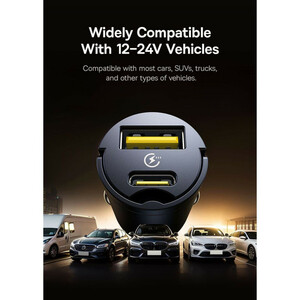 شارژر فندکی 30 وات دو پورت بیسوس مدل Tiny Star VCHXX-UC