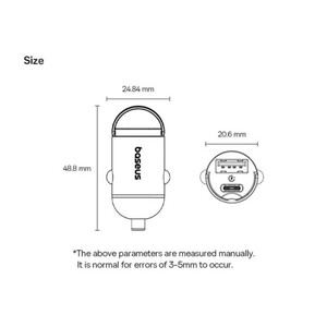 شارژر فندکی 30 وات دو پورت بیسوس مدل Tiny Star VCHXX-UC