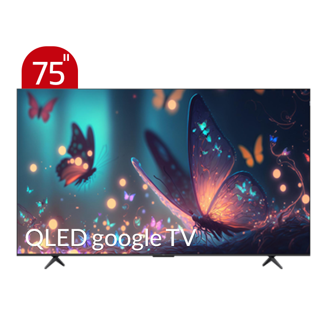 تلویزیون QLED UHD 4K هوشمند google TV تی سی ال مدل C655 سایز 75 اینچ