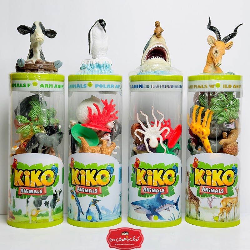 ست فیگور حیوانات KIKO ANIMALS | مجموعه کامل حیوانات مزرعه، جنگل، قطبی و اقیانوس