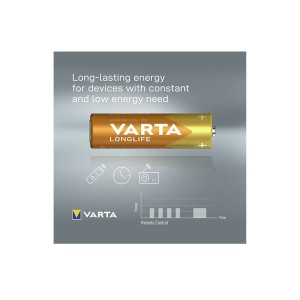 باتری الکالاین نیم قلمی وارتا مدل Long Life طلایی