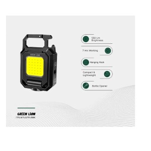 چراغ قوه شارژی مدل Green Lion Kaychain Light