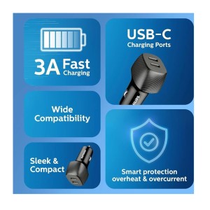 شارژر فندکی با کابل فیلیپس 60 وات Philips