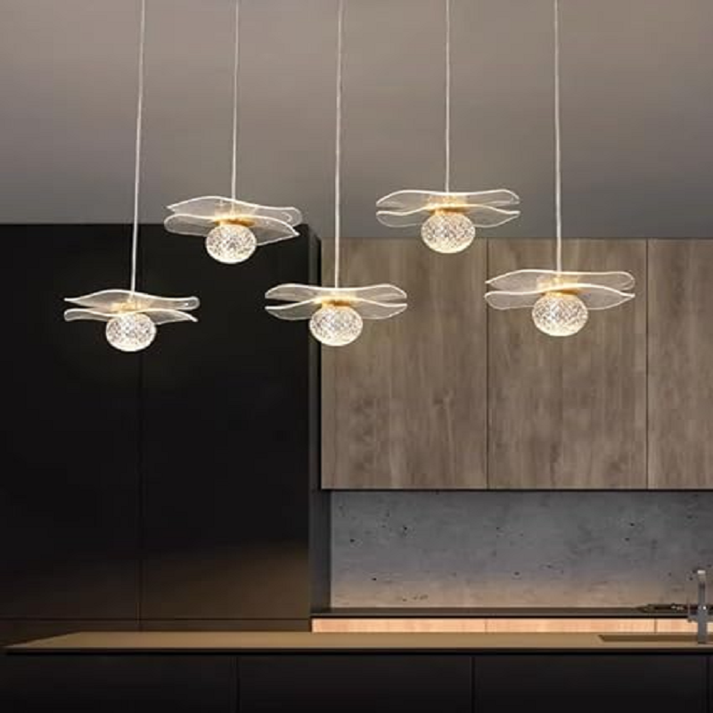 چراغ آویز تک LED با طرح گوی کریستالی مدرن و دو لبه متقارن/ چراغ آویز شهابی LED مدرن برای اتاق خواب دخترانه/ چراغ آویز اکریلیک/ چراغ سقفی، چراغ بار/ چراغ آویز داخل اتاق غذاخوری