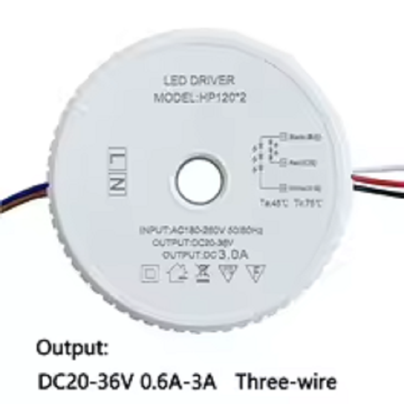 درایور LED گرد 60W 80W 100W 120WX2 40W آداپتور منبع تغذیه خارجی/با جریان خروجی مستقیم از 0/6 آمپر تا 3 آمپر و ولتاژ خروجی 20 تا 36 ولت