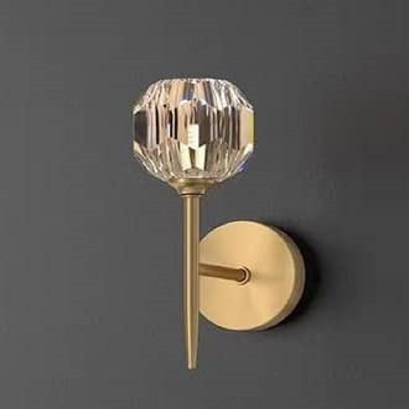 چراغ‌دیواری لوستری کریستال خاص و چند وجهی LED آرت دکو طلایی / دیوارکوب کریستالی لوکس