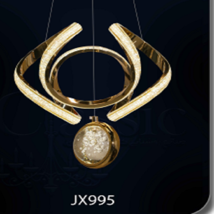 لوستر پیچی با اویز حباب کریستالی ال ای دی ریموت دار مناسب راهرو و خواب و آشپزخانه کد jx995