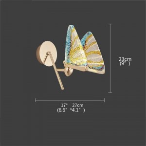 مدرنترین چراغ دیواری پروانه وارداتی برای کنار تختخواب و راهرو و راه پله و اتاقخواب و کودک و مناسب مطب و مهد و بازی کودک با بال های رنگی و شفاف