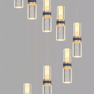 لوستر آویز کریستالی استوانه‌ای مدرن و شیک – AmiranLuster.ir