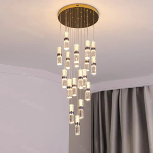 آویز کریستالی استوانه‌ای مناسب راه‌پله و لابی هتل