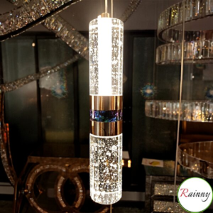 آویز کریستالی استوانه‌ای مناسب راه‌پله و لابی هتل
