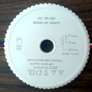 منبع تغذیه و درایور لوستر LED دو رنگ موازی دو سیمه 18 تا 26 ولت و 4000 میلی آمپر