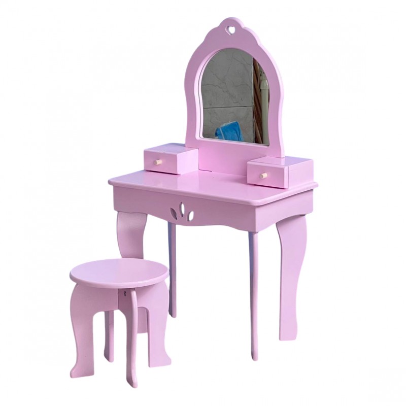 میز آرایش رنگ صورتی چوبی