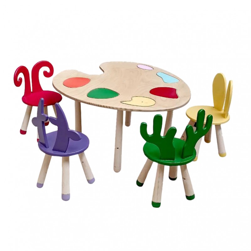 ست میز و صندلی چوبی مدل پالت 4 نفره