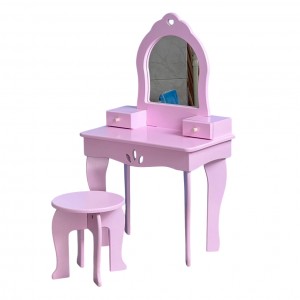 میز آرایش رنگ صورتی چوبی