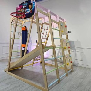 مجموعه ورزشی چوبی کودکان مدل ادونچر مثلثی پلاس