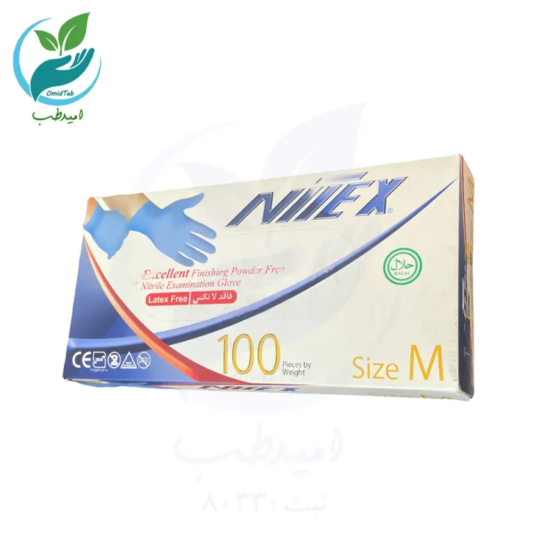 دستکش نیتریل آبی اوپی پرفکت (نیتکس) سایز مدیوم
