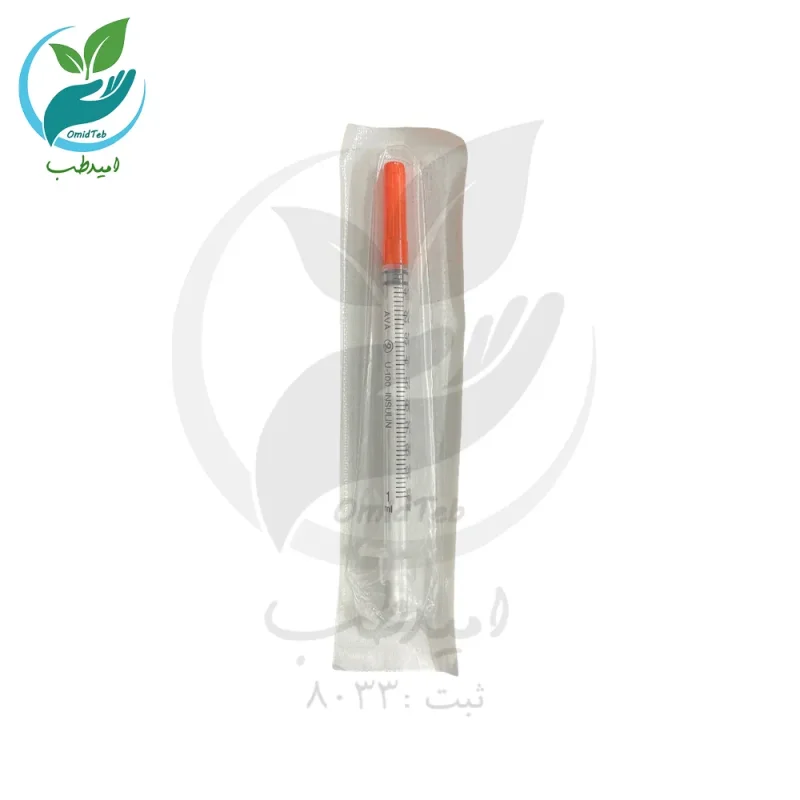سرنگ انسولین 1 سی سی G30 یکپارچه آوا بسته بندی تکی