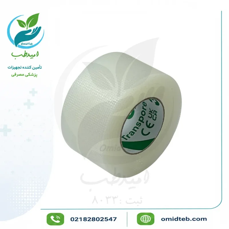 چسب تری‌ام ترانسپور شیشه‌ای ۲.۵ سانت (3M Transpore)