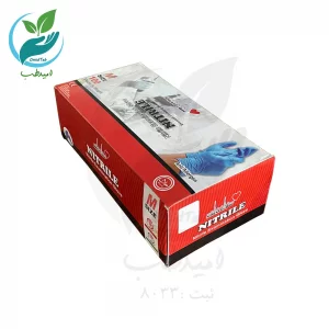 دستکش نیتریل آبی غیر پودری سورنا سایز مدیوم بسته 100 عددی