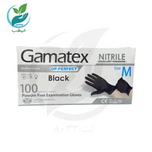 دستکش نیتریل مشکی گاماتکس سایز مدیوم