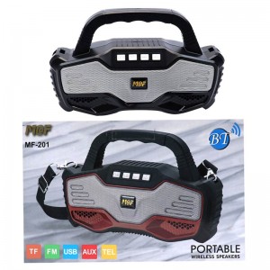 خرید اسپیکر بلوتوثی قابل حمل M&F مدل MF-201 | باتری ۱۲۰۰ mAh و ورودی AUX/USB