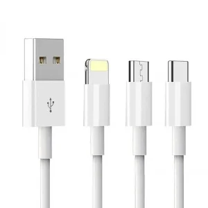 کابل شارژ 3 در 1 دنمن مدل D22E | Micro USB، Lightning و Type-C
