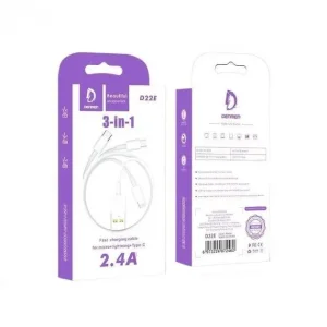 کابل شارژ 3 در 1 دنمن مدل D22E | Micro USB، Lightning و Type-C