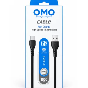 کارتن( 100 تا 5000 عددی )کابل فست شارژ و انتقال داده  تایپ سی اومو OMO مدل OM-01