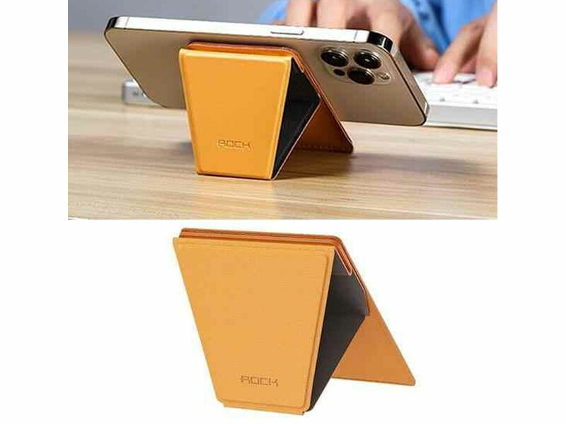 پایه نگهدارنده و کیف کارت اعتباری مگنتی چرمی آیفون سری 12 راک ROCK RPH0968 Magnetic Card holder Stand