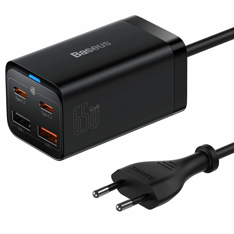 شارژر رومیزی فست 2 تایپ‌سی و 2 یواس‌بی 65 وات بیسوس GaN3 Pro