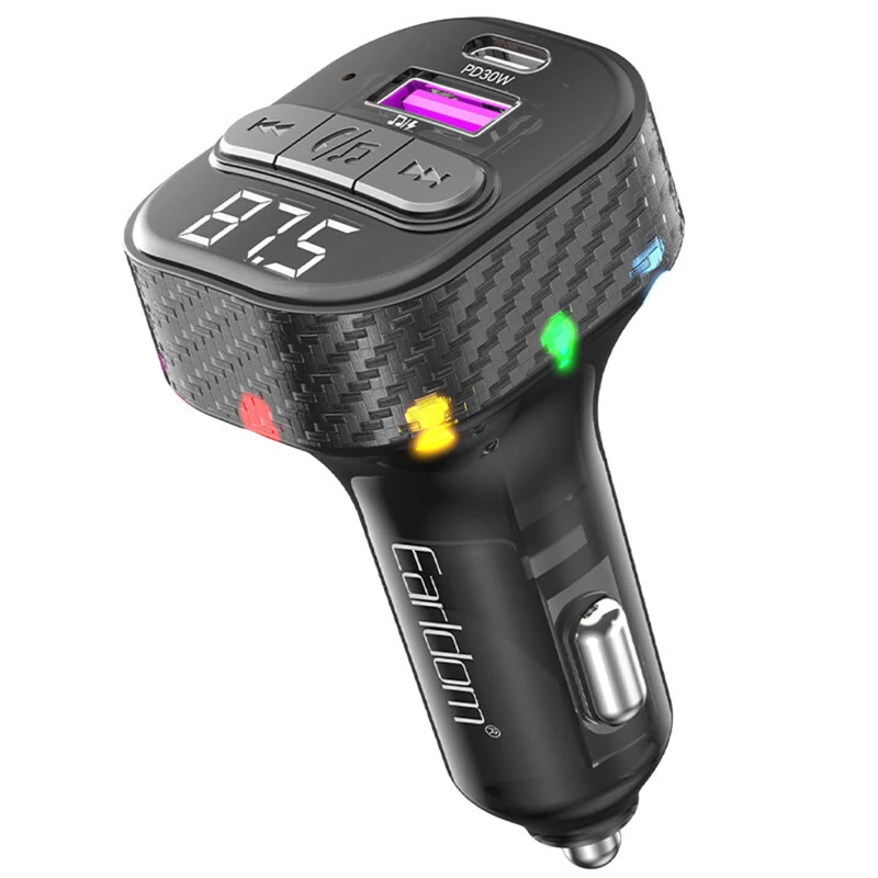 شارژر فندکی فست شارژ ماشین تایپ سی و اف‌ام‌پلیر بلوتوثی ارلدام ET-M107