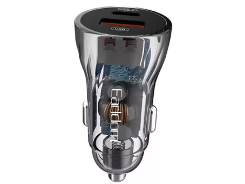 شارژر فندکی فست شارژ ماشین تایپ سی 48 وات طرح شفاف ارلدام ES-CC17