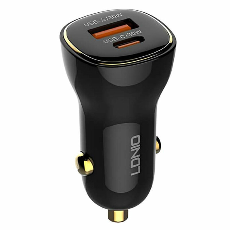 شارژر فندکی فست شارژ ماشین تایپ سی همراه با کابل آیفونی و اندرویدی الدنیو C103